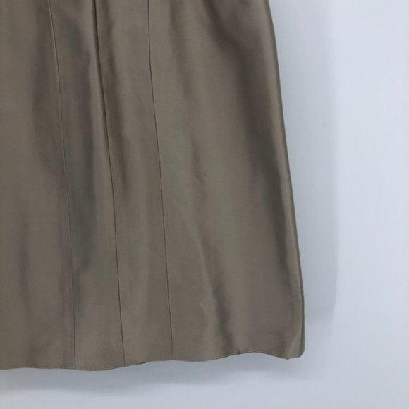 AKRIS Tan Beige Square Neck Silk structured professional flared dress size 4 - Picture 6 of 7